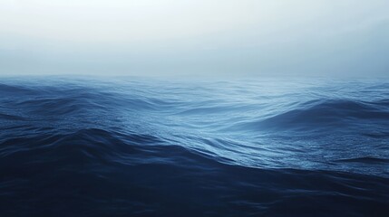 Ocean Wave Rolling Under Foggy Sky Background Nature and Serenity