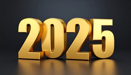 Golden 2025 numerals on a dark background