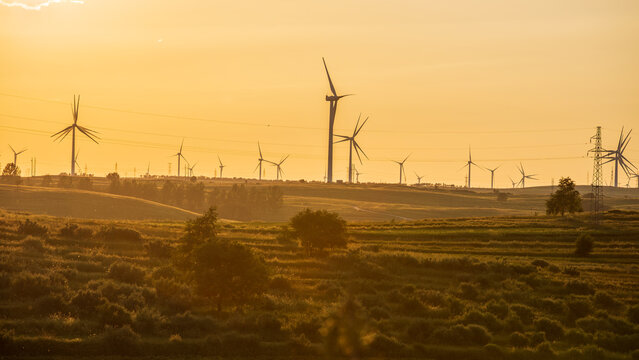 China Hebei Bashang Grassland wind turbines and ecological landscape

