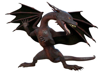 3D Rendering Fairy Tale Dragon on White