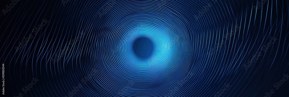 Poster intricate design of abstract blue circle with geometric lines creating radial patterns