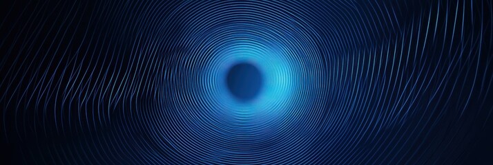 Intricate design of abstract blue circle with geometric lines creating radial patterns