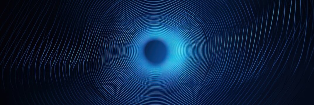 Intricate design of abstract blue circle with geometric lines creating radial patterns
