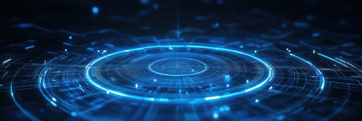 Obraz premium Futuristic abstract geometric background with vibrant blue tones and intricate patterns