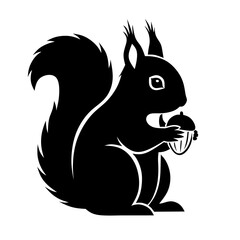Silhouette of a Squirrel Holding an Acorn Clean Vector Art for Nature and Wildlife Designs