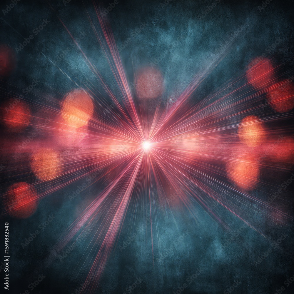 Wall mural abstract explosion of red and blue light in space