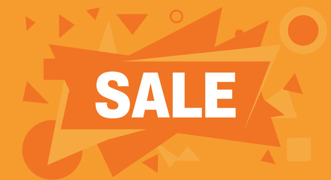 Vibrant orange sale banner with geometric shapes creates a sense of urgency and excitement, perfect for attracting customers to special offers and promotions.
