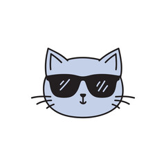 Fototapeta premium Cute cat wearing glasses in doodle style