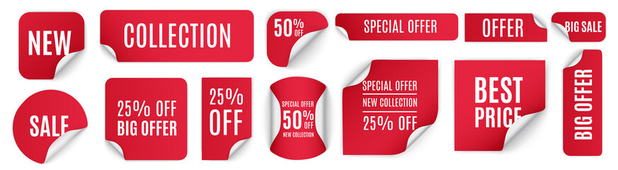 PNG business marketing label banner promotion discount badge special sale shop delivery price sign store vector isolated new offer collection curl fold flier scroll paper deal message three-dimensiona