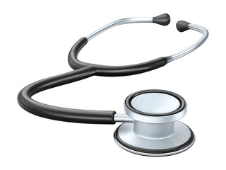 Modern stethoscope laying on transparent surface