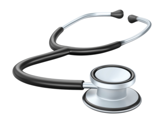 Modern stethoscope laying on transparent surface