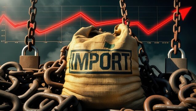 Import growth event warehouse digital art industrial setting close-up view economic concept - Powered by Adobe