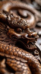 Intricate dragon carving on wood