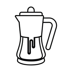 Simple line art of coffee dripping into a glass mug