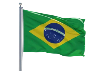 Crédence de cuisine Brésil The national flag of brazil waves proudly on a flagpole, isolated on a transparent background  © stock.metket.com