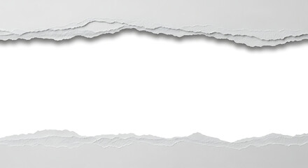 Torn paper revealing a white background with jagged edges and shadows.