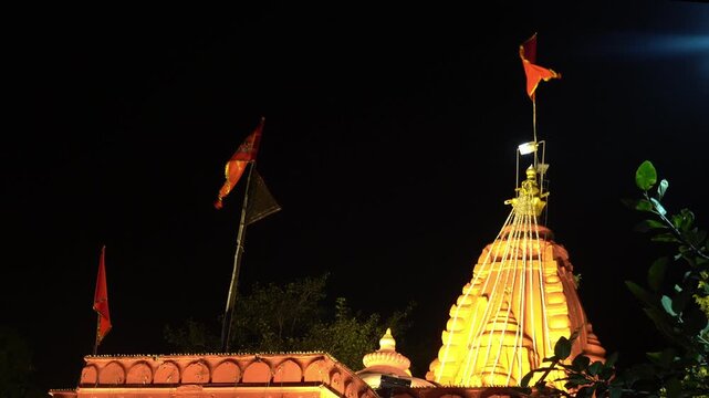 Golden Lit Harsiddhi Mata Temple at Night &ndash; A Glimpse of Devotion in Ujjain