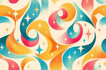Vintage generative ai depiction of a retro minimalistic pattern with bold shapes and earthy colors for creative designs