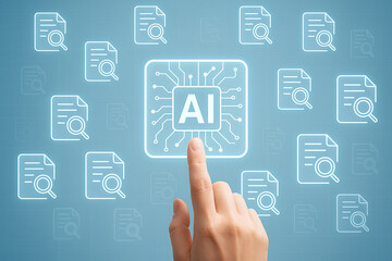 Fototapeta premium Artificial intelligence ai document search technology concept for data analysis and management system