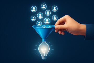 Sales funnel marketing strategy concept for lead generation and conversion rate optimization process