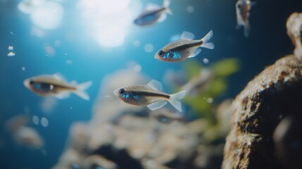 Fototapeta premium Small fish swimming in an aquarium