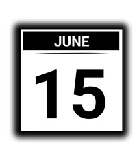 Black and white color June month calendar date 15