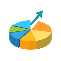 Obraz premium Data Visualization: An eye-level illustration of a 3D pie chart symbolizing growth, success and market performance