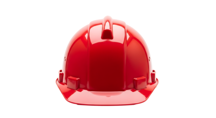 Red safety hard hat on transparant background