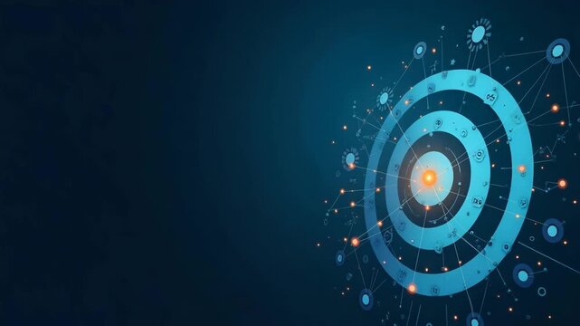 Design Robust Mid-Year Business Target Visuals: Integrate Strategic Goal Mapping with Dynamic Data Graphics for Corporate Planning & Market Focus in Photo Stock Concept