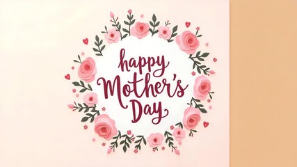 Artistic Hand Lettering Mother's Day Card: Soft Pastel Colors & Inspirational Quotes in Premium Digital Photo Stock Imagery with Left-Side Empty Space