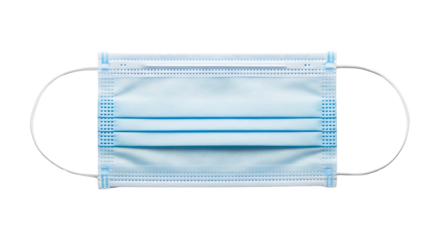 Medical Mask with Transparant Background Protect Yourself & Others, Blue Protection Layered, Isolated and Sanitary
