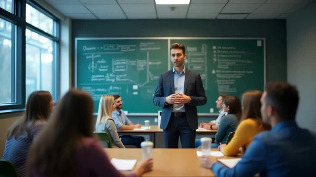 Innovacion pedagogica a traves de clase interactiva dirigida por maestro que impulsa tecnologia colaboracion dinamismo y participacion activa en actividades academicas contemporaneas in  Photo Stock  