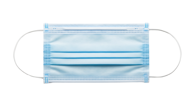Medical Mask with Transparant Background Protect Yourself & Others, Blue Protection Layered, Isolated and Sanitary
