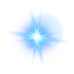 Shine glowing star. PNG Blue color Spark isolated	