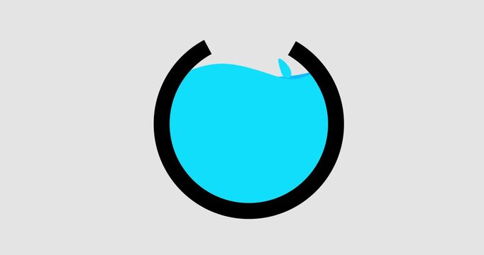 Cartoon linear vessel blue color liquid water fill isolated. Physics, chemistry. Illustrating chemical physical process. Motion design business explainer element black outline. Water drop elements.