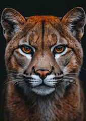 Obraz premium Majestic cougar with intense eyes and fur in natural wildlife forest predator portrait