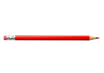 Fototapeta premium A sharpened red pencil isolated on a transparent background, perfect for writing or drawing