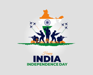 Happy India Independence Day. 15 August. Holiday concept. Template for background with banner, poster and card. Vector illustration.