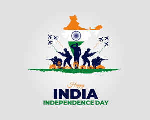 Happy India Independence Day. 15 August. Holiday concept. Template for background with banner, poster and card. Flat illustration. Jpeg format.