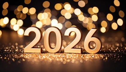 Golden 2026 numerals on a sparkly background