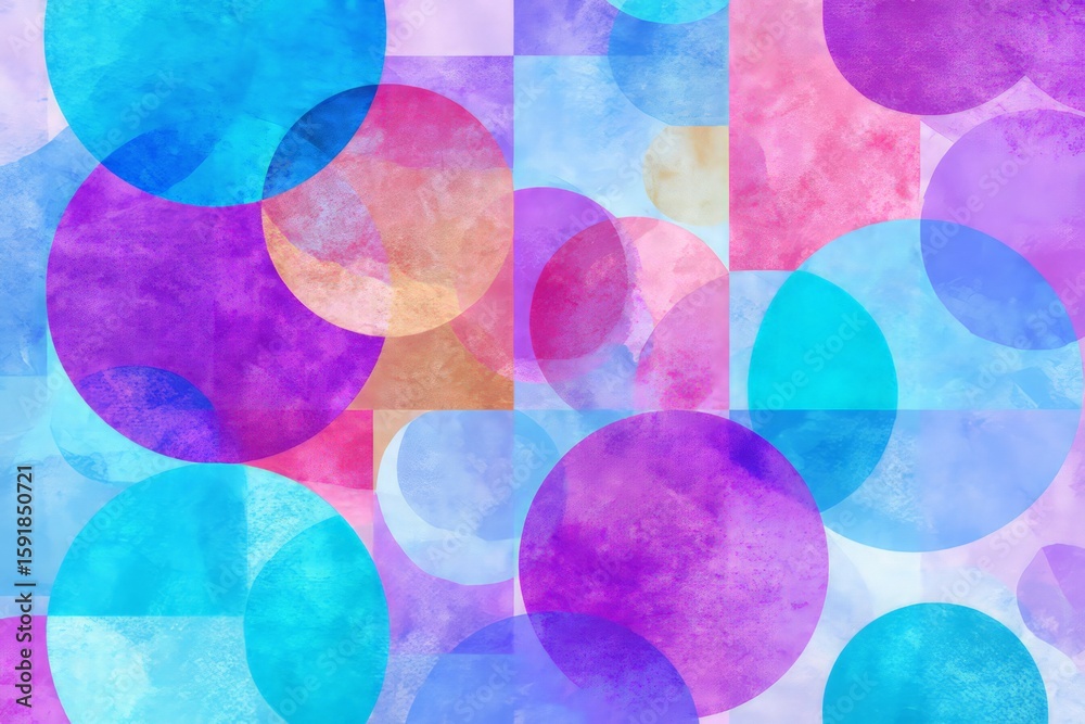 Wall mural abstract geometric pattern with circles and squares
