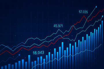 High-Tech Financial Data Visualization with Glowing Graphs and Analytics
