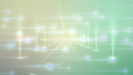 Glowing light streaks moving laterally, pulsing beams rising, triggered by flare forming tunnel - Powered by Adobe