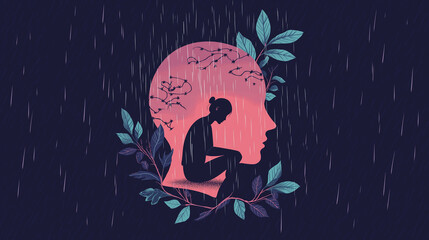 Depression, Anxiety, Mental Health Day Illustration