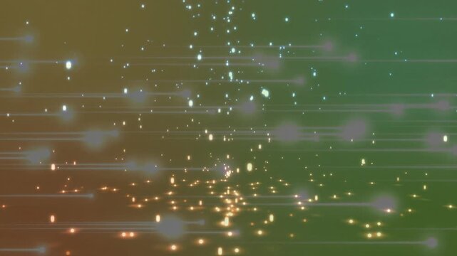 Upon particle spawning from base, glowing points rising upward, fountain animation on gradient