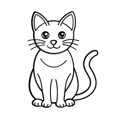 Fototapeta premium Cute Cartoon Cat Line Drawing Free Printable Coloring Page for Kids