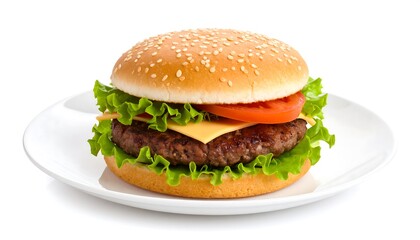 A classic cheeseburger on a plate