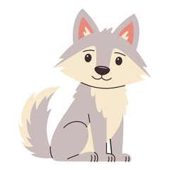 Gray wolf. Flat vector image of wild animal isolated on white background