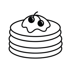 Simple line art stack of blueberry pancakes with syrup illustration