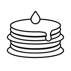 Delicious stack of pancakes with syrup and butter breakfast illustration